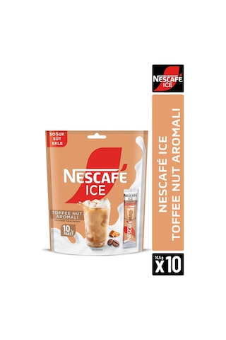 Nescafe Ice Toffee Nut Aromalı Çözünebilir Kahve 10,5g 10'lu Paket Hazır