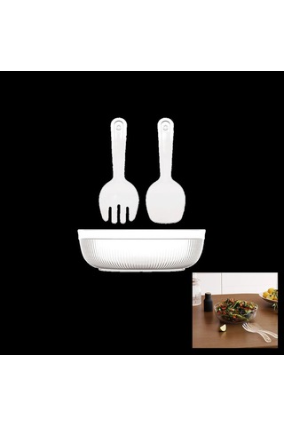3 Parça 4000 Ml Salata Seti - Mika & Kristal Plastik Reknli
