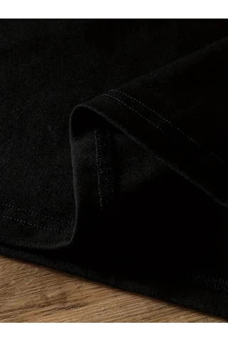 Modi Baskılı Oversize Bisiklet Yaka T-shirt - Siyah - Mymg158844