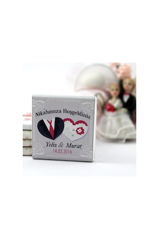 Dark Brown Nikah Çikolatası Kişiselleştirilebilir El Yapımı Madlen Çikolata NKK3 48 Adet