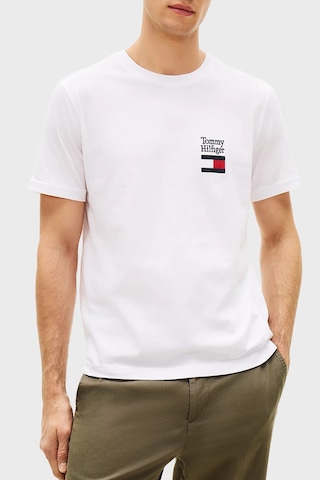 Tommy Hilfiger Erkek T Shirt Mw0mw42367 Ybr Beyaz Beyaz