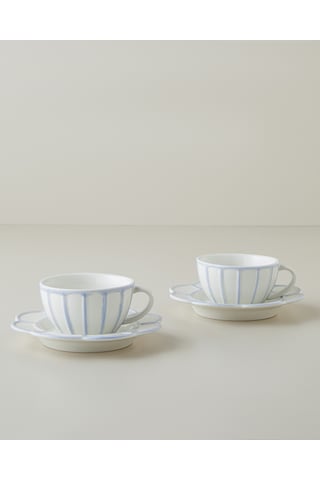 Soft Cloud Stoneware 4 Parça 2 Kişilik Çay Fincanı Takımı 150 Ml Açık Mavi