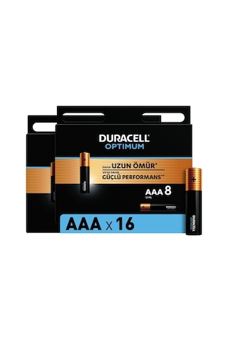 Duracell Optimum LR03/MN2400 1.5 V Alkalin AAA İnce Kalem Pil 16’lı