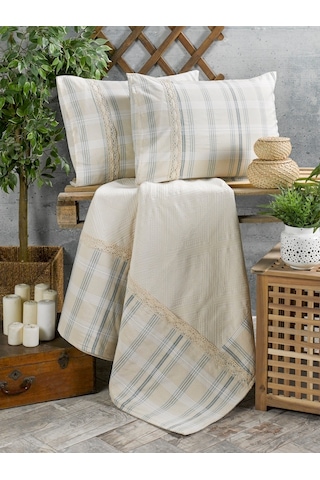 Buldan Işi Otantik Gipürlü Çift Kişilik Kutulu Pike Takım