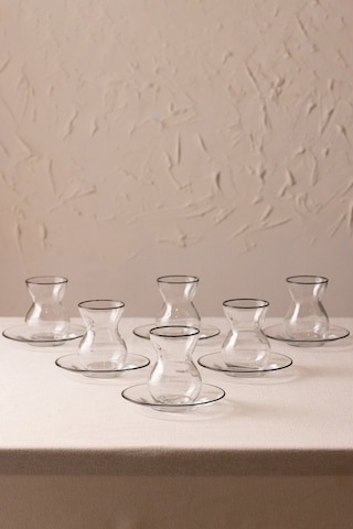 Rakle Pure Black 12 Parça Çay Seti 140 Cc Renkli