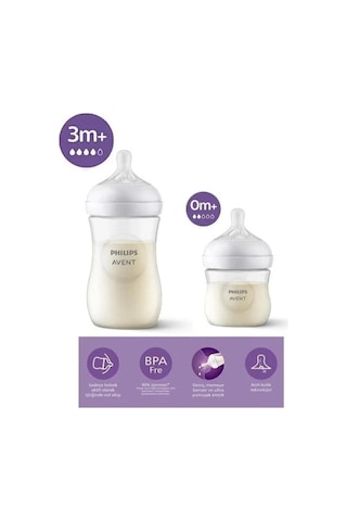 Natural Response Doğal Tepkili Pp 2'li Biberon Seti 125 Ml 0 Ay & 260 Ml 3 Ay - Cam Değildir.