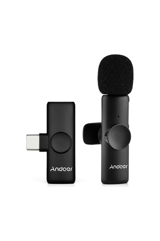 Andoer Onetriggertwo Mini 2.4g Kablosuz Mikrofon Sistemi 2 Verici + 1 Alıcı Klips
