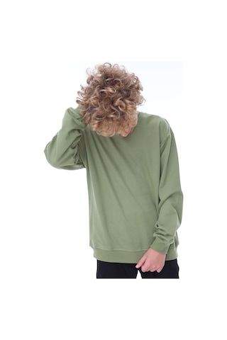 Zuzunga Unisex Basic Düz Haki Renk %100 Pamuk Sweatshirt 2-11 Yaş
