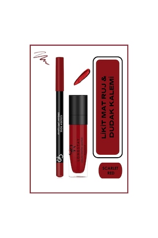Golden Rose Matte Lip Kit - Scarlet Red Likit Mat Ruj + Dudak Kalemi
