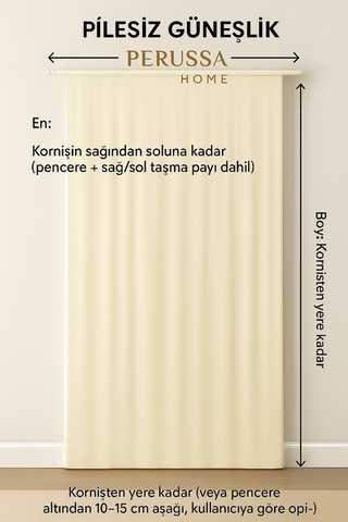 Perussa Home Birinci Kalite Saten Ekru Güneşlik En X Boy Ekru