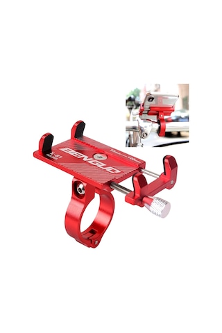 Motosiklet Gidon Alüminyum Alaşımlı Telefon Braketi Kırmızı Kırmızı