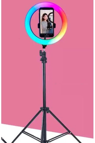 Renkli Ring Light Led Sürekli Işık 10" Youtuber Light Kuaför Işığı