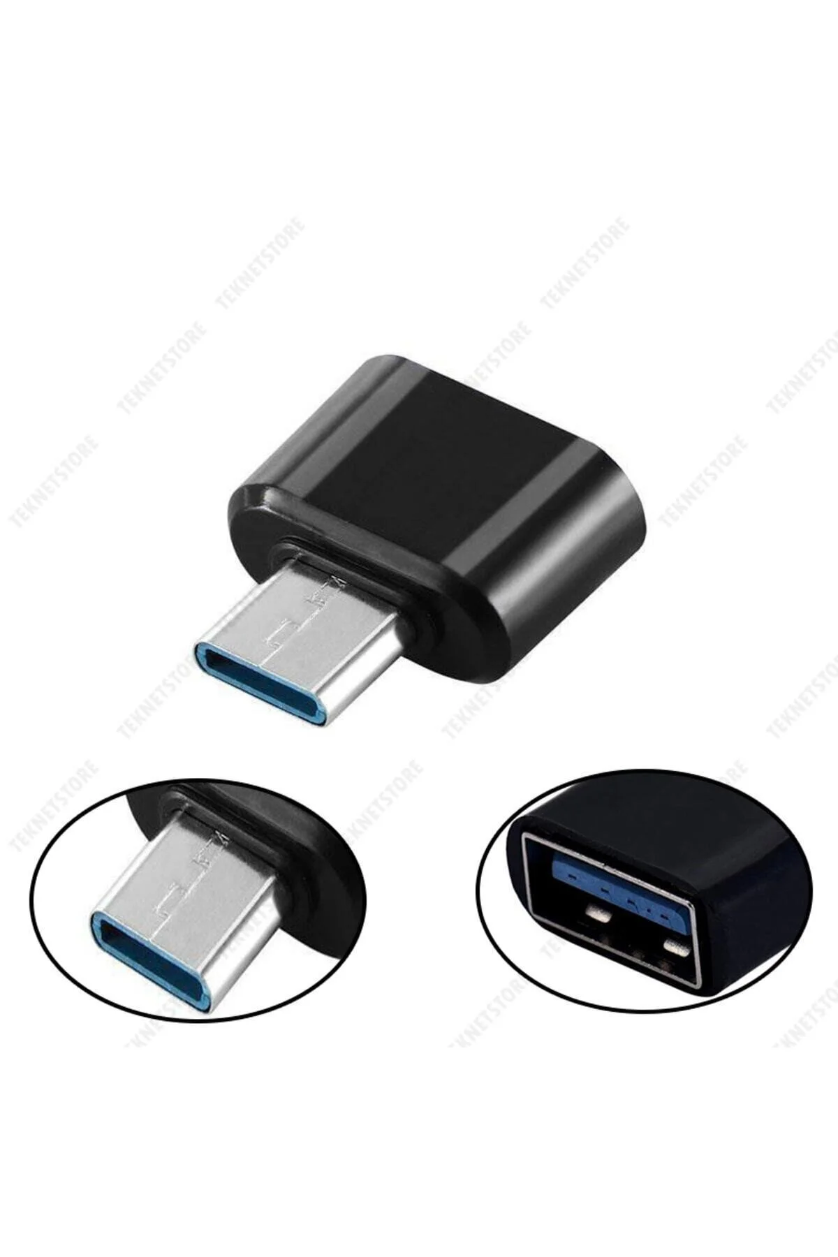 Yeni 2026 Usb Dişi To Type-c Erkek Dönüştürücü Otg Çevirici Dönüştürücü Adaptör Siyah