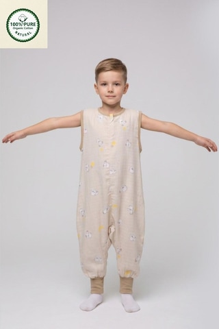 Cantoy Müslin Geniş Askılı Bebek Çocuk Uyku Tulumu %100 Pamuk Natural 0.5 Tog Açık Kahve