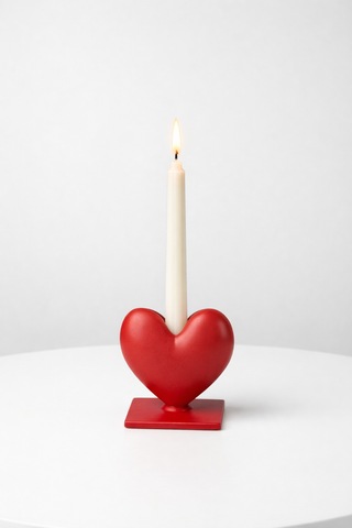 Dekoratif Kalpli Şamdan Romantik Mumluk Kırmızı