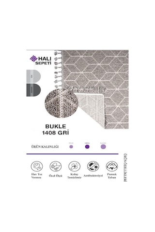 Enti Bukle 1408 Gri Iskandinav Halı Kesme Yolluk Salon Halı Koridor Oturma Odası Halısı Gri