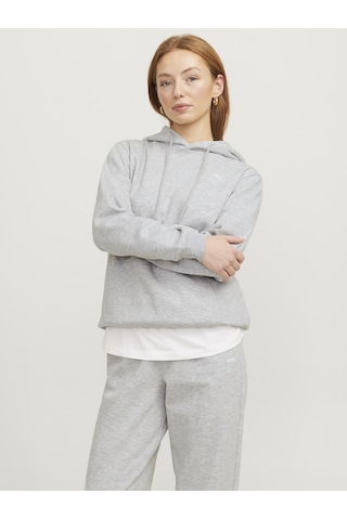 Jack & Jones Kadin Gögüs Minimal Baskili Sweatshirt - Abbie - 12223961 Light Grey Melange