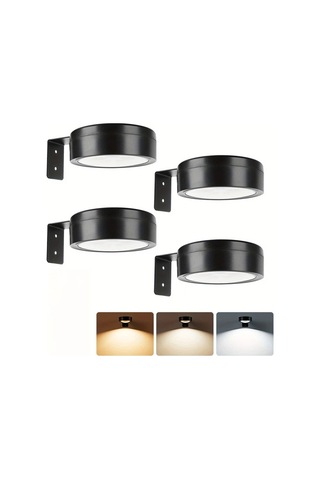 Xuweiwei Hotu 4 Adet Uzaktan Kumandalı Led Duvar Aplikasyonu Ayarlanabilir Manyetik Klips Işık 3 Renk Seçeneği Pil İle Çalışır Abs Plastik Beyaz