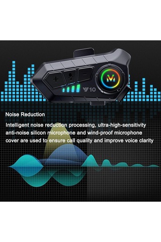 Hallow V10 Bluetooth Motosiklet İnterkom Siyah