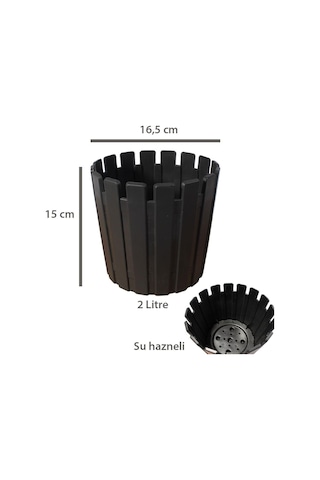 Poliwork Akasya 17 Cm Çit Görünümlü Saksı Antrasit