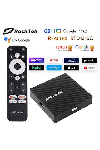 Rocktek Gb1 Mini 2gb+32gb Android Tv Box 4k Netflix Lisanslı Yapay Zeka Çipli Google Sertifikalı