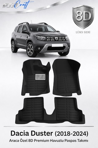 Otocraft Dacia Duster 2018-2024 Araca Özel 8d Havuzlu Oto Paspas Takımı Siyah Tam Set 3 Parça Otocraft Dacia Duster 2018-2024 Araca Özel 8d Havuzlu Oto Paspas Takımı Siyah Tam Set 3 Parça