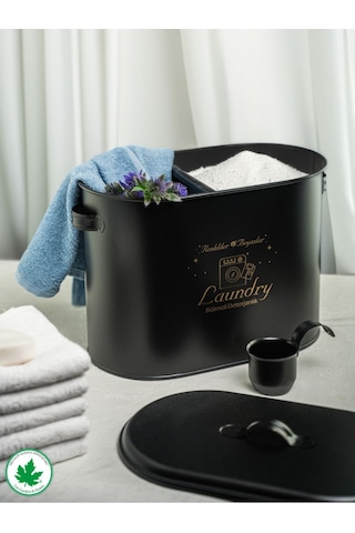 Lin Metal Bölmeli Metal Kapaklı Ölçekli Deterjanlık - Siyah