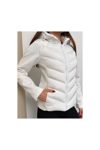 Asur Boutique Asur Butik Kadın Kapşonlu Micro Dolumlu Zr Model Mont Beyaz