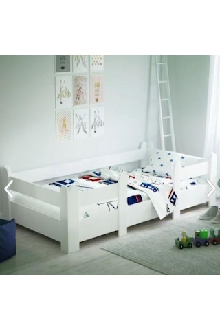 Tulipkids Montessori Karyola Beyaz 90x190 Yatak Uyumlu Oval Kesim Çocuk Yatağı Kids-103