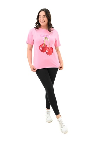 Kadın Büyük Beden Kiraz Baskılı T-shirt 1785-24 001