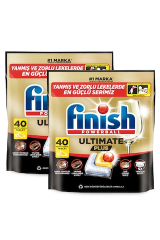 Finish Ultimate Plus Bulaşık Makinesi Deterjanı Kapsül Tablet Limon 80 Adet (40 x 2)