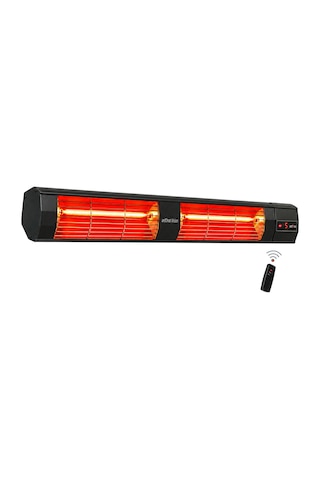 Ardonat Halogen Black Twin Pro 4000W Çift Lambalı Elektrikli Halojen Infrared Dış Mekan Isıtıcı, 5 Kademeli Uzaktan Kumandalı, Duvar ve Tavan Montajlı