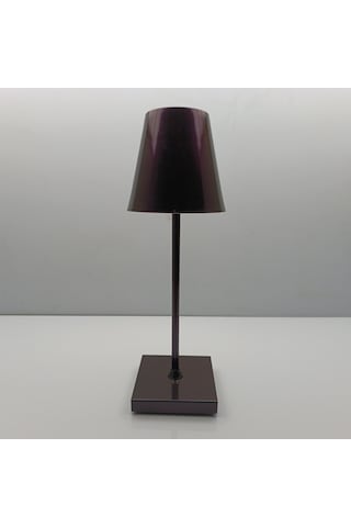 Konik Şapka Masa Lambası Şarjlı Metal Mor