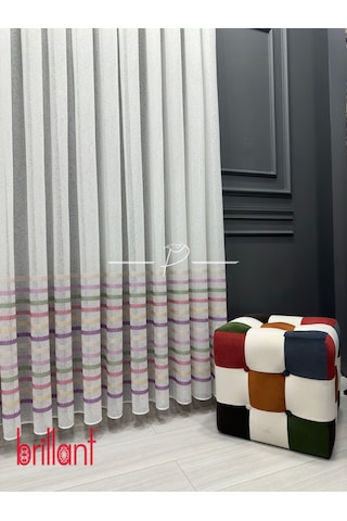 Tül Perde Çocuk Odası Tül Perdesi Colorful Gökkuşağı Desen Çok Renkli