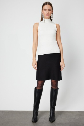 On Kadın Taşlı Kolsuz Triko Bluz 66375 Krem Krem