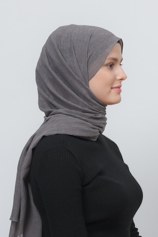 Altobeh Kadın Pratik Kırışık Krinkıl Mira Tesettür Şal - Füme