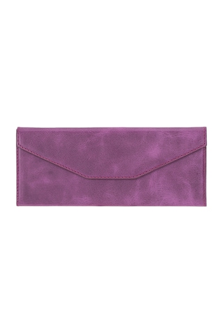 Prısma Velvet Magenta Deri Gözlük Kılıfı Mıknatıslı Üçgen Tasarım