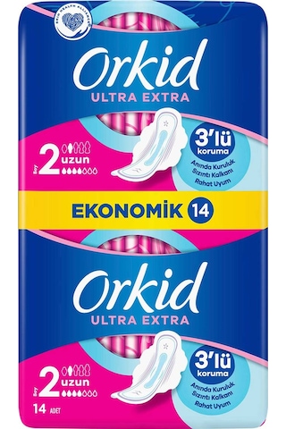 Orkid Ultra Extra Hijyenik Ped Uzun Ekonomik Paket 14'lü