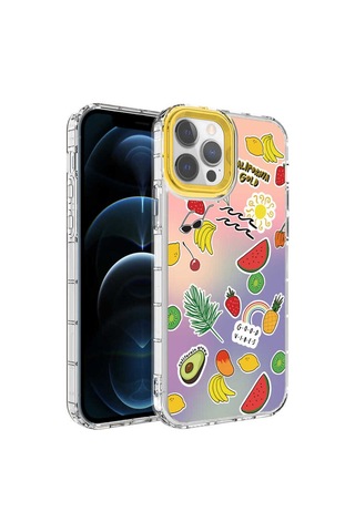 Apple iPhone Uyumlu 12 Pro Max Kamera Korumalı Renkli Desenli Sert Silikon Dsb Korn Kılıf no4