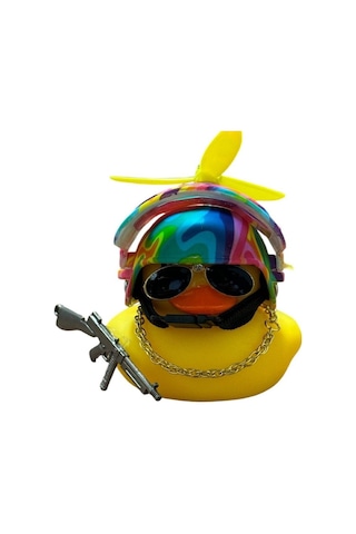 Kasklı Ördek Araç Göğüs Torpido Süsü Motorsiklet Bisiklet Süsü Kasklı Rainbow Bukalemun