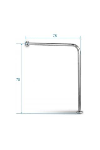 Aqua Bagno Basic Engelli Tutunma Barı 75x75 Cm Paslanmaz Çelik Zemin Destekli Banyo Barı Krom