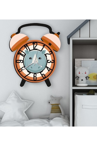 Bk Gift Kişiye Özel Hayvan Figürlü Retro Çalar Saat Tasarımlı Kabartma Figürlü Ahşap Çocuk Duvar Saati-5, Ev Dekoru, Çocuk Odası Aksesuar Bitmeyencom2 Çok Renkli
