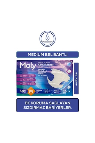 Moly Bel Bantlı Hasta Bezi 7 Damla M 4 x 30'lu