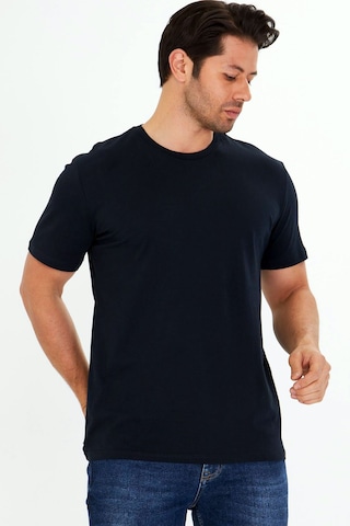 Trendhill Erkek Lacivert Pamuklu Bisiklet Yaka Büyük Beden T-shirt Lcv5014b