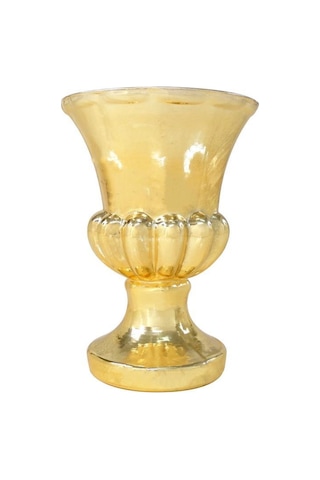 Cam Vazo Antik Kupa Tasarım Altın Renk 15x11 Cm