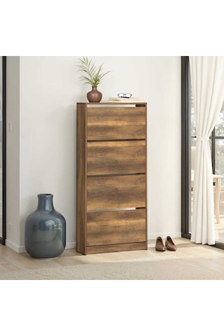 Flat Duo 4 Katlı Geniş Ayakkabılık-koyu Ceviz Oslo Ceviz 73x157x26 Cm Gxyxd Ceviz