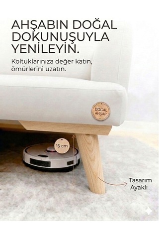 1. Sınıf Gürgen Ağacı Ham Mobilya Kanepe Koltuk Tv Ünitesi Mobilya Ayakları 12 Li Set Köşe Ayak Ve Destek Ayağı 15 Cm Robot Süpürge Uyumlu Ahşap