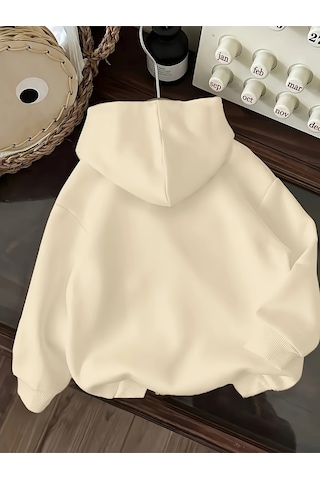 Uyguntarz Happy Cherry Baskılı Oversize Çocuk Sweatshirt Bej
