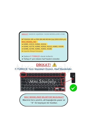 Macbook Klavye Koruyucu Türkçe F Yeni Düzen Uyumlu Air 13.6 15.3 M2 M3 M4 Ve Pro 14.2 16.2 M1 M5 Silikon Klavye Kılıfı İnce Yıkanabilir Kaplama Siyah