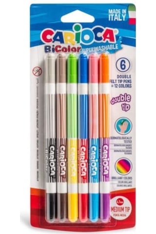 Carioca Bicolor Süper Yıkanabilir Çift Uçlu Keçeli Boya Kalemi 6'